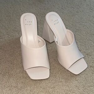 A New Day Women's Light Pink Block Heel Mules